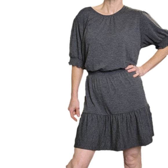 Jersey Dress Mini dress Scoop neck short sleeves Black Size XLp LOFT NWT - Picture 2 of 15